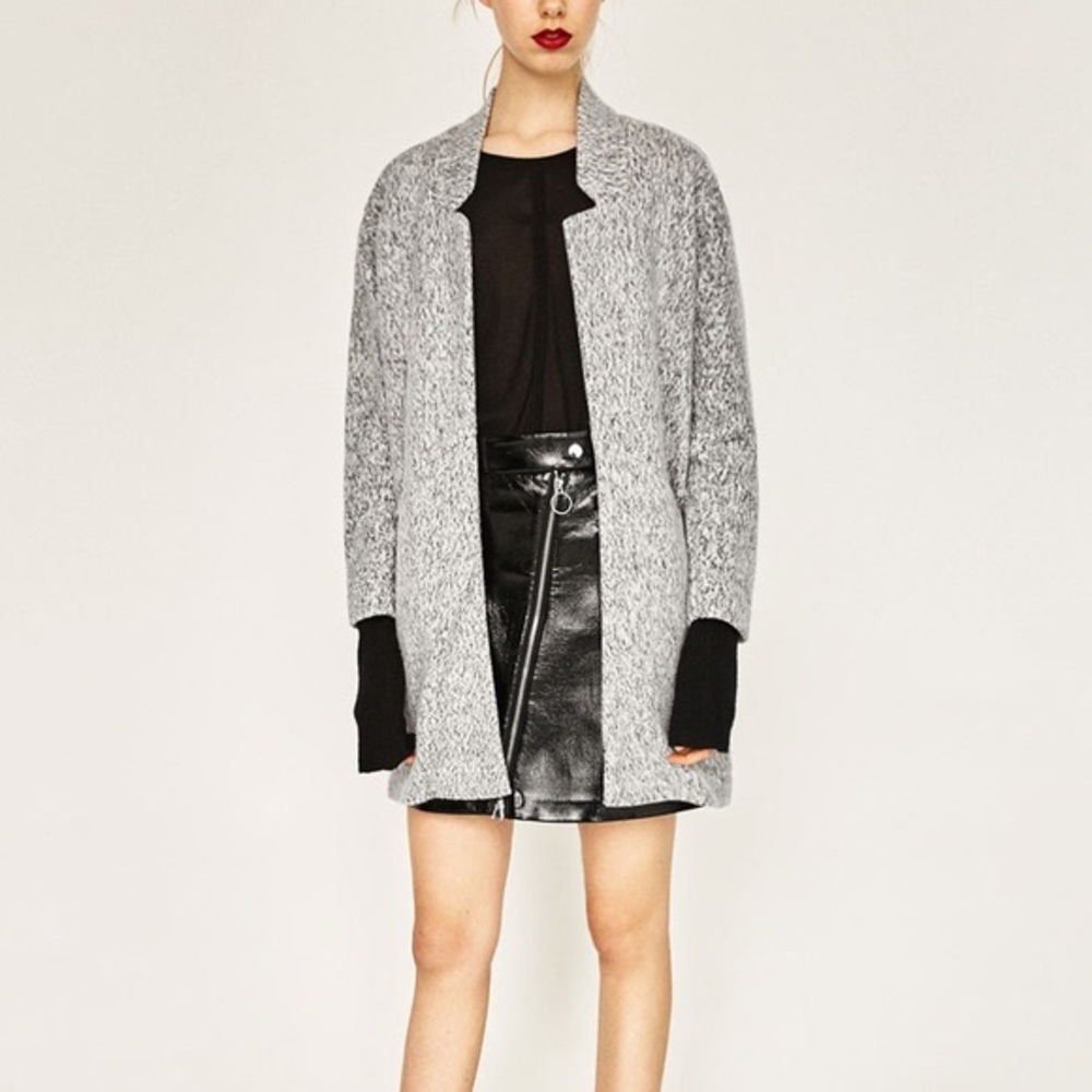 Zara heather grey marl midi coat